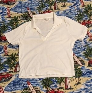 Skonhet basic white collared ribbed top size Large